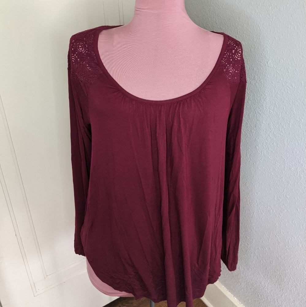 Maroon long sleeve top